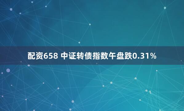 配资658 中证转债指数午盘跌0.31%