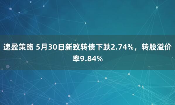 速盈策略 5月30日新致转债下跌2.74%，转股溢价率9.84%